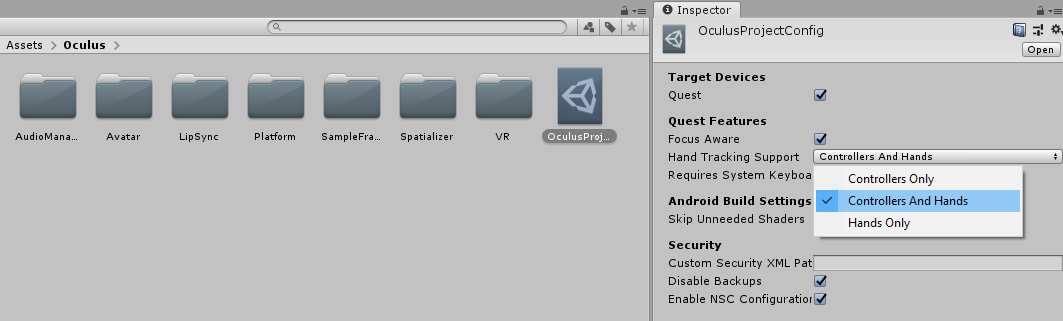 OculusIntegrationControllerAndHands