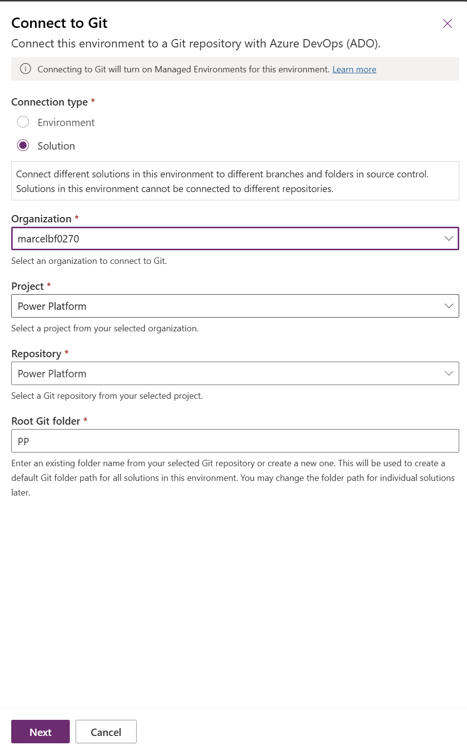 Connect to GIT dialog