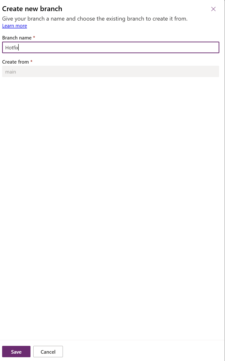 create hotfix branch