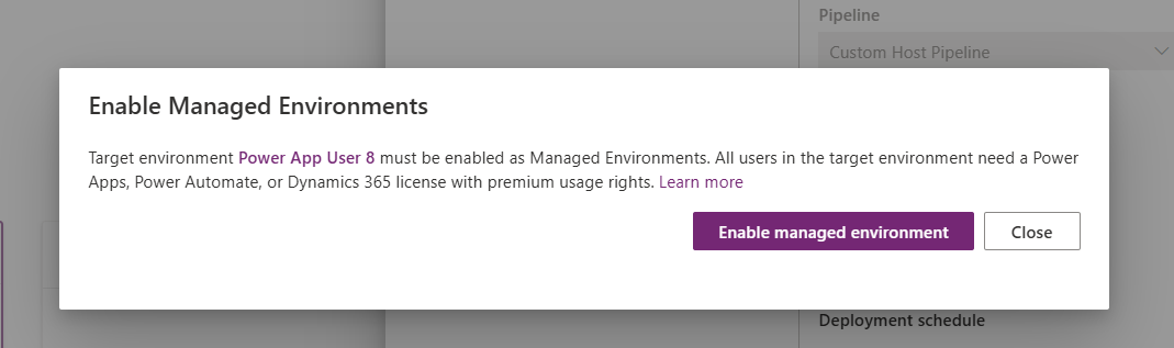 Enable Managed Environment