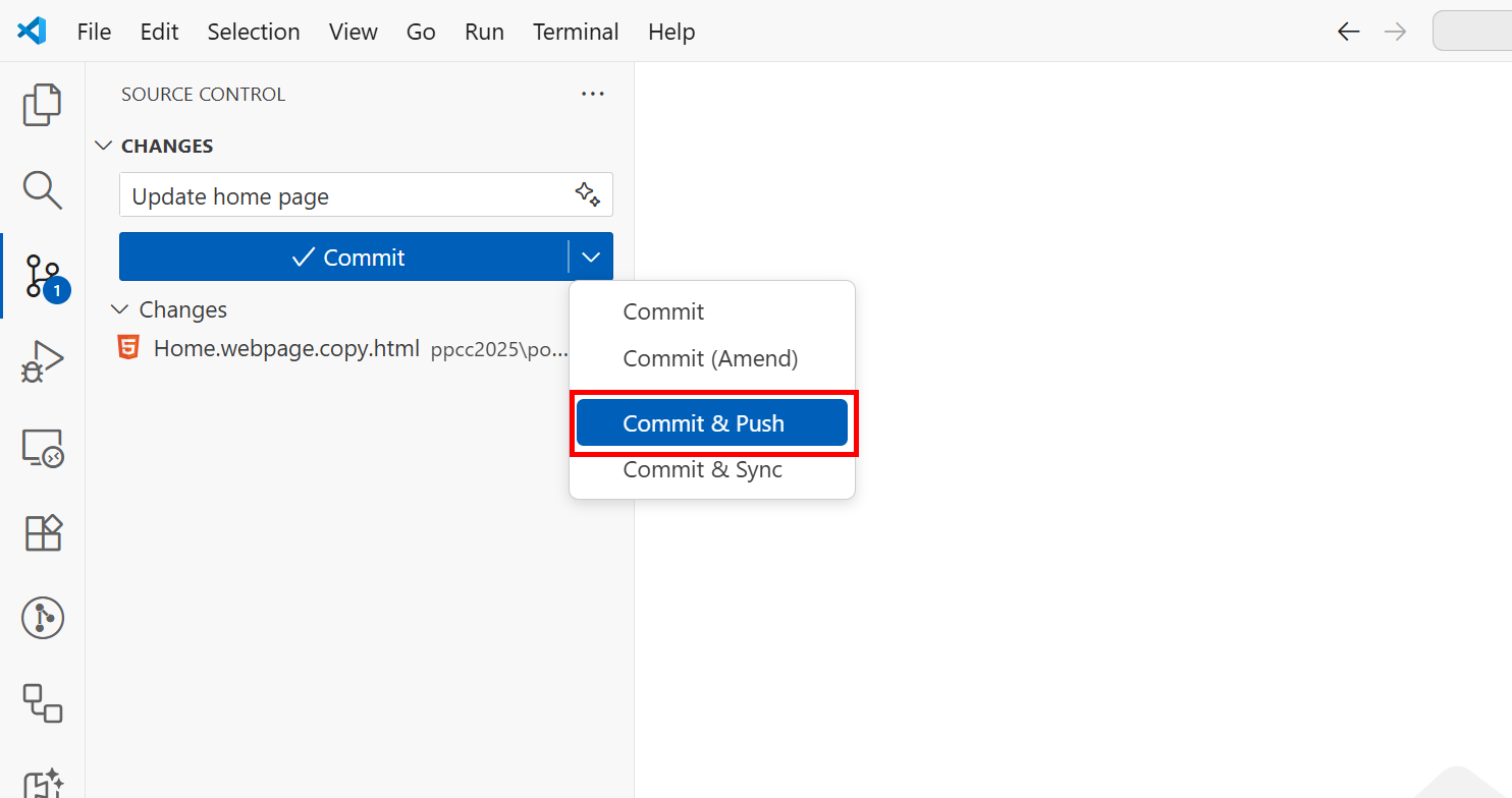 Commit Changes in VS Code