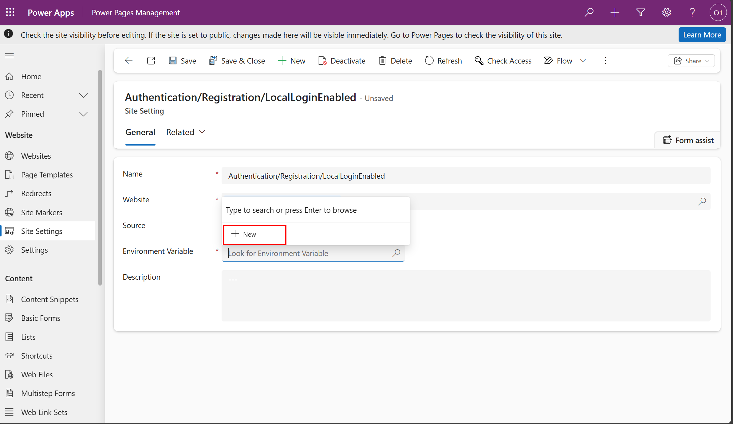 Create New Environment Variable