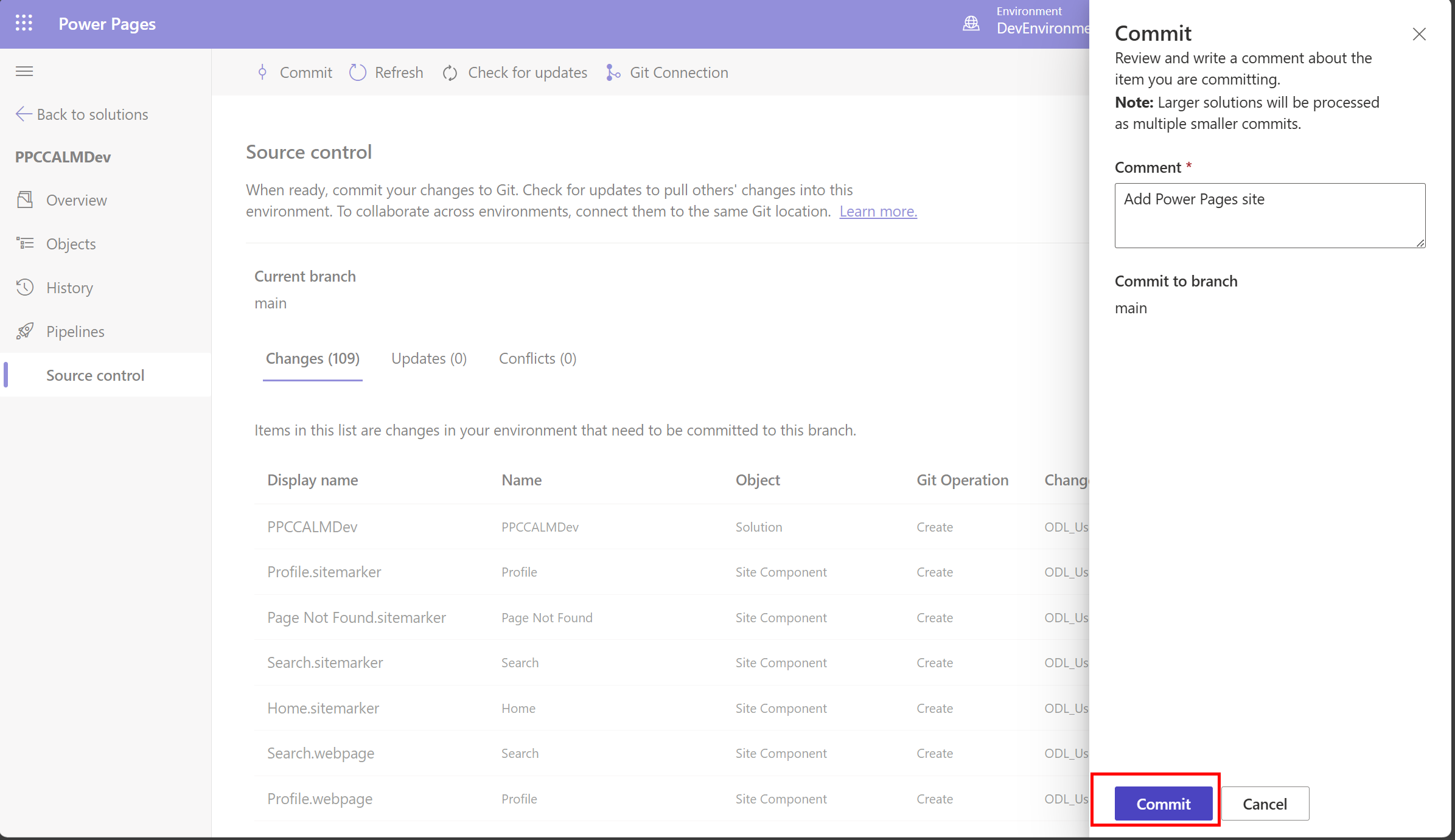 Enter Commit Message