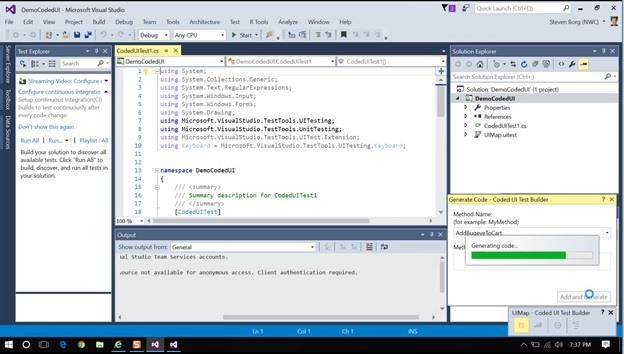 PartsUnlimited : Create a Coded UI Test using Visual Studio