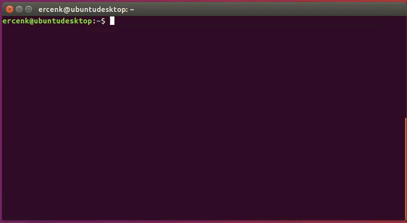 Screenshot of a code window with ercenk@ubuntudesktop: displaying.