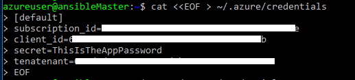 Screenshot of a credentials file being created in the command prompt