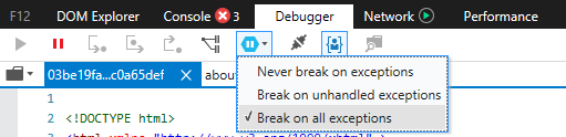 Screenshot break on errors in edge