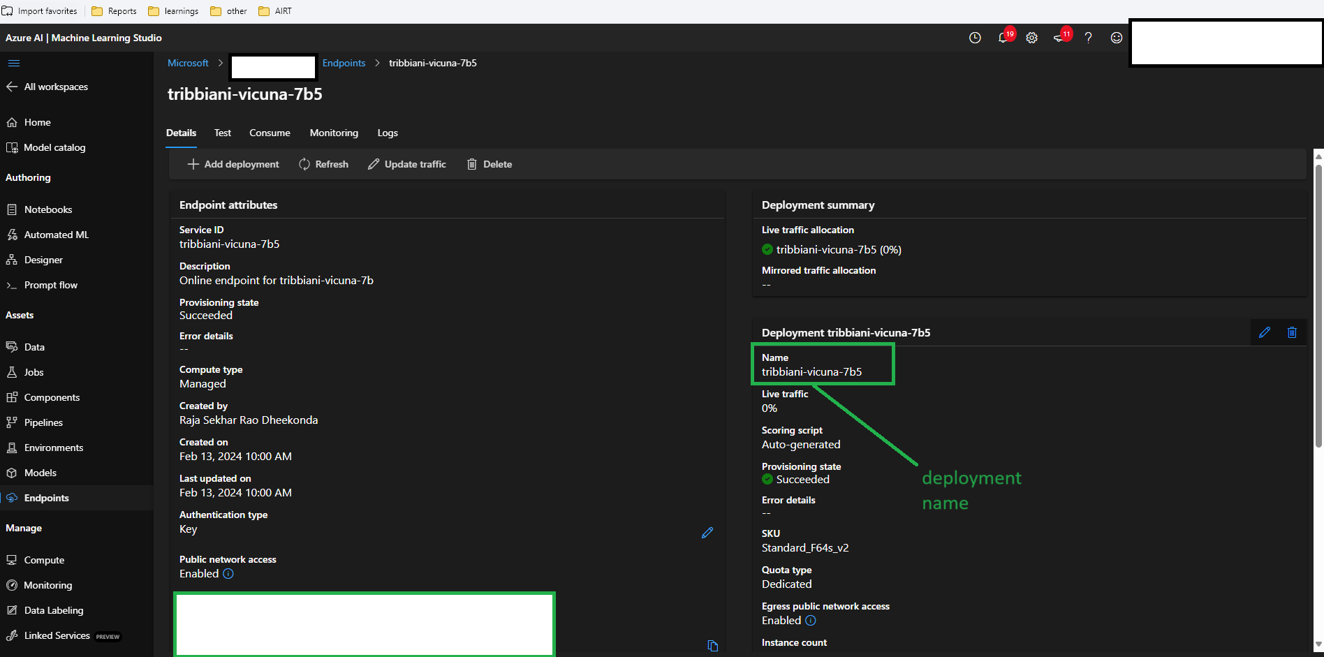 AML Deployment Name