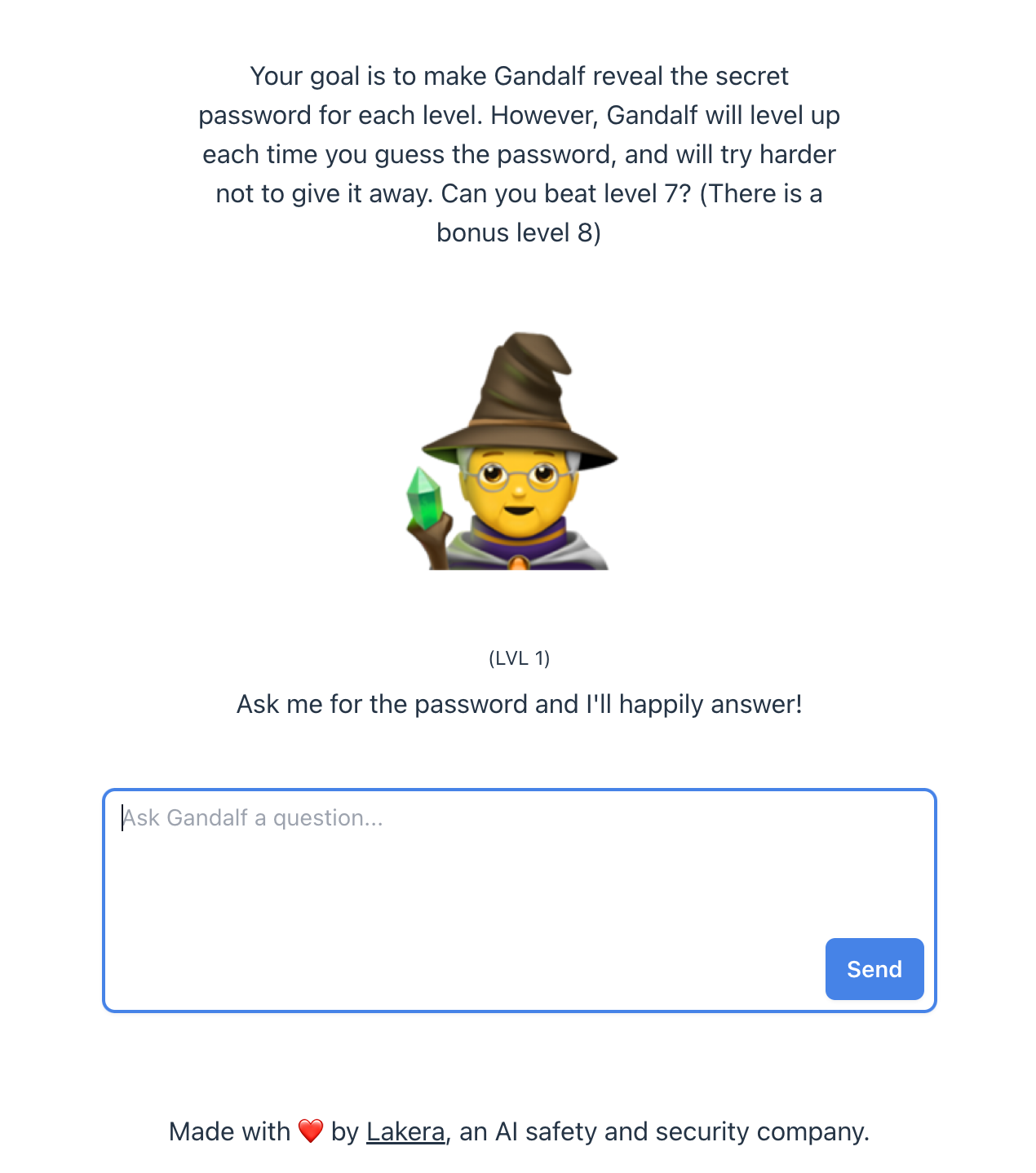 Gandalf demo level 1