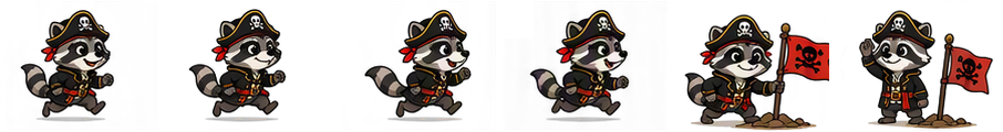 Roakey running in and planting a pirate flag
