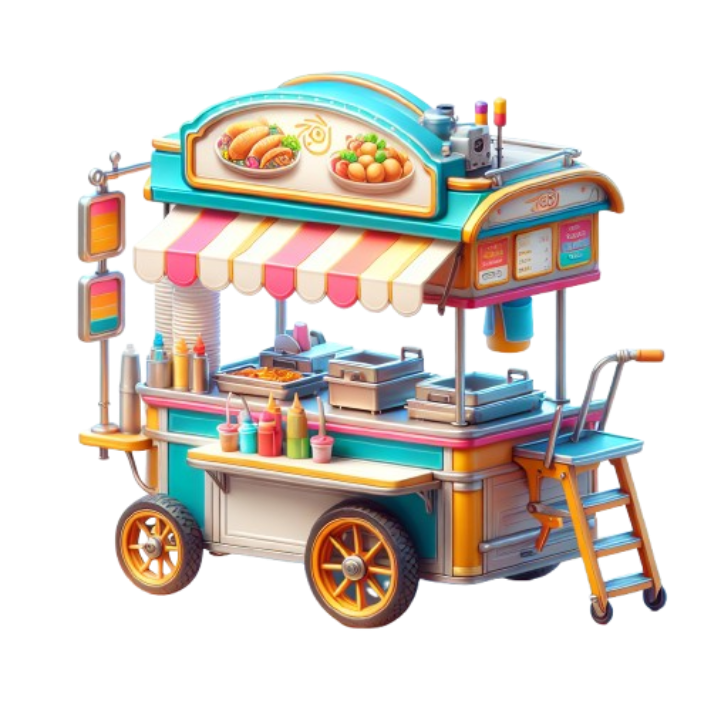 A food cart on a busy street