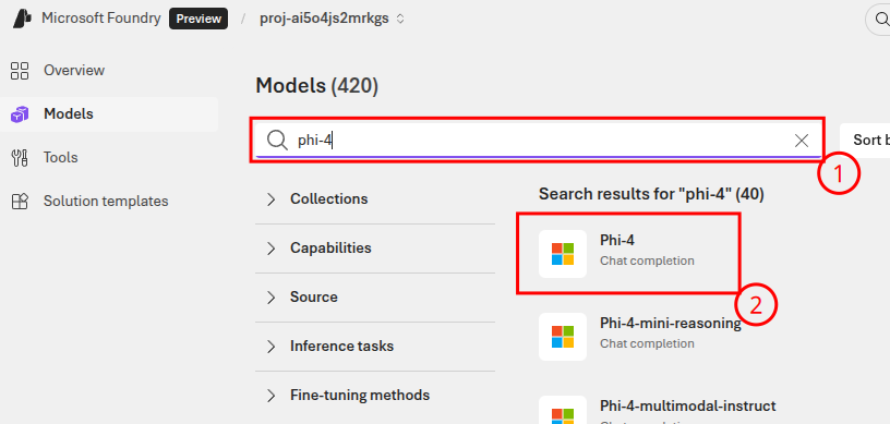 Select the Phi-4 model.