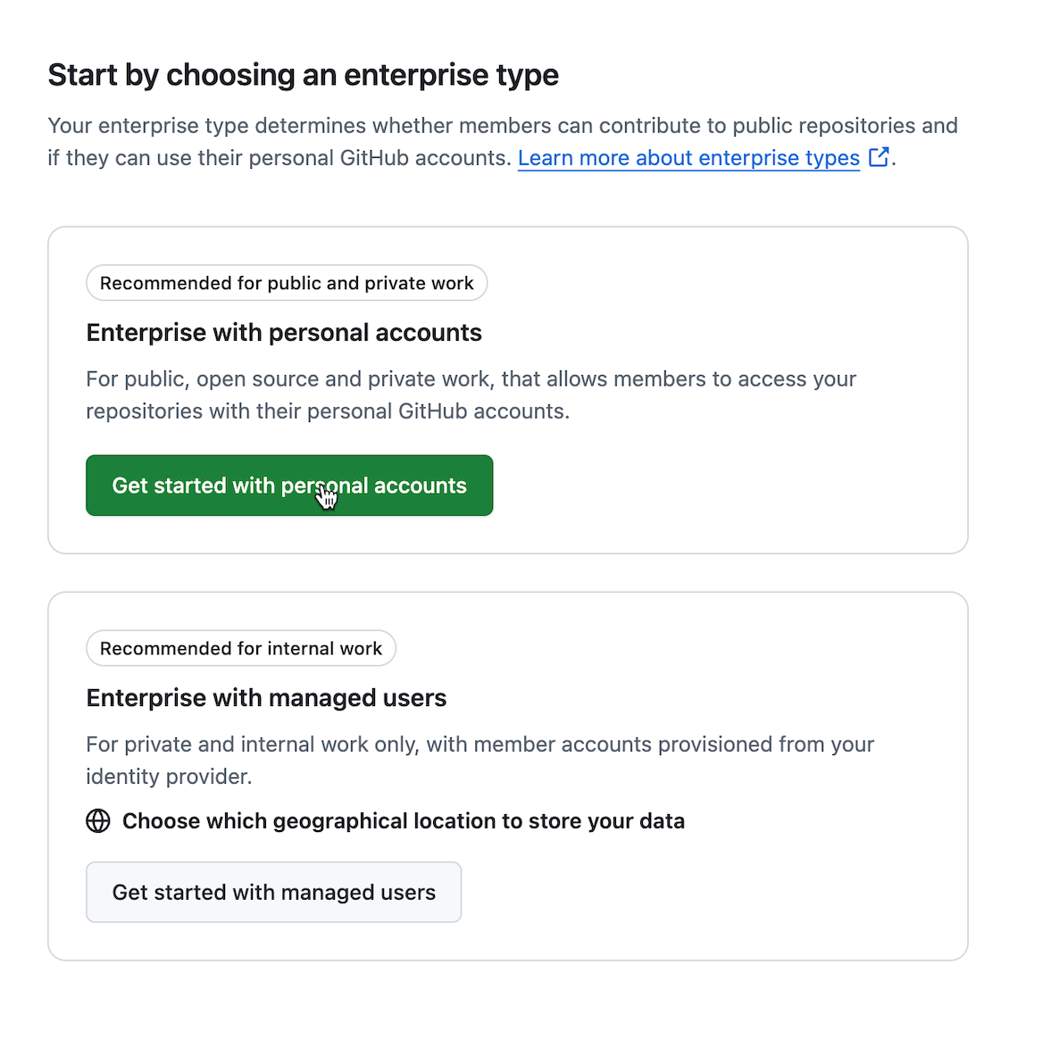 GitHub Enterprise Sign Up Start