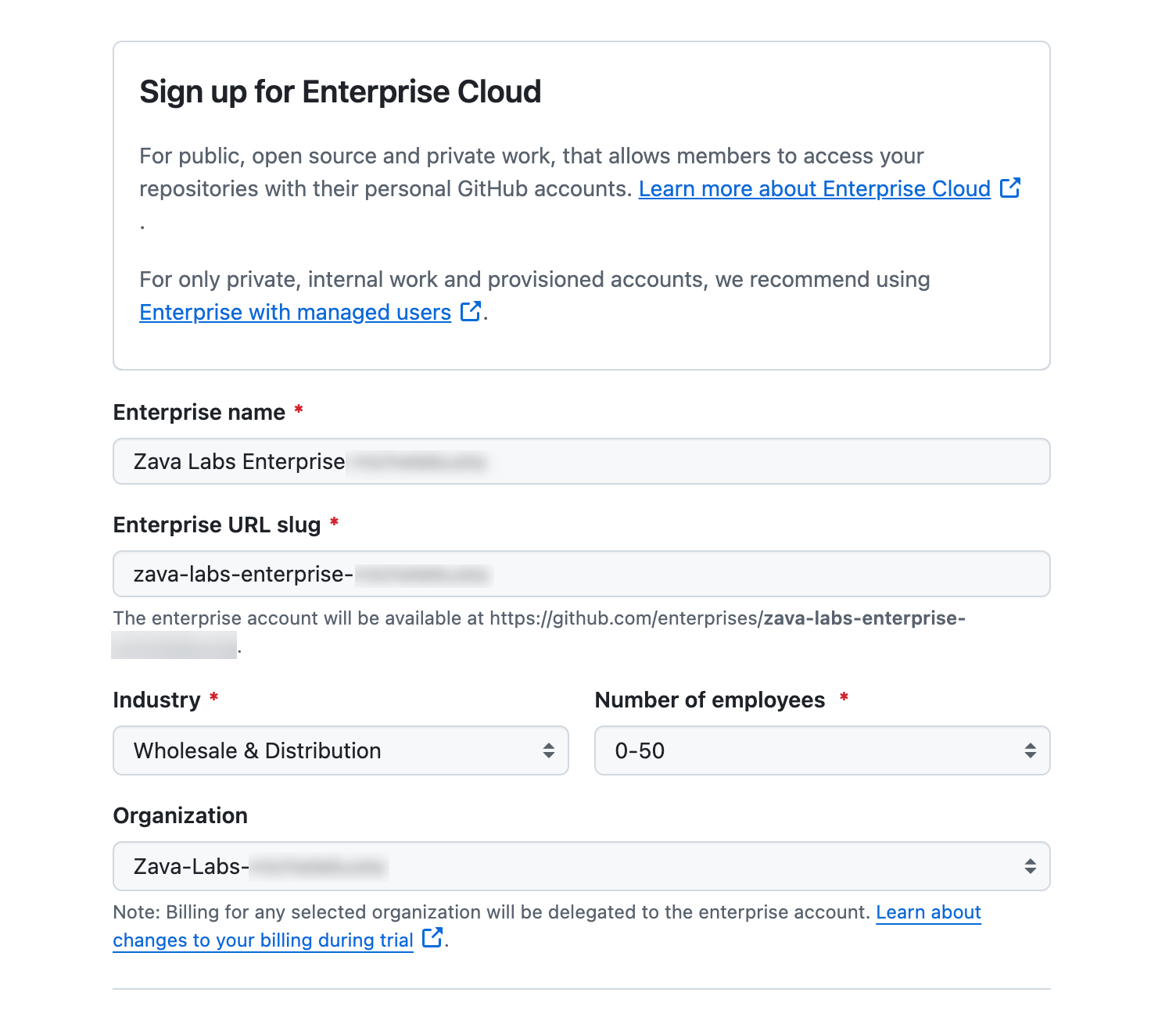 GitHub Enterprise Sign Up Details