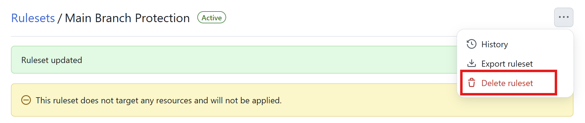 Disable the ruleset