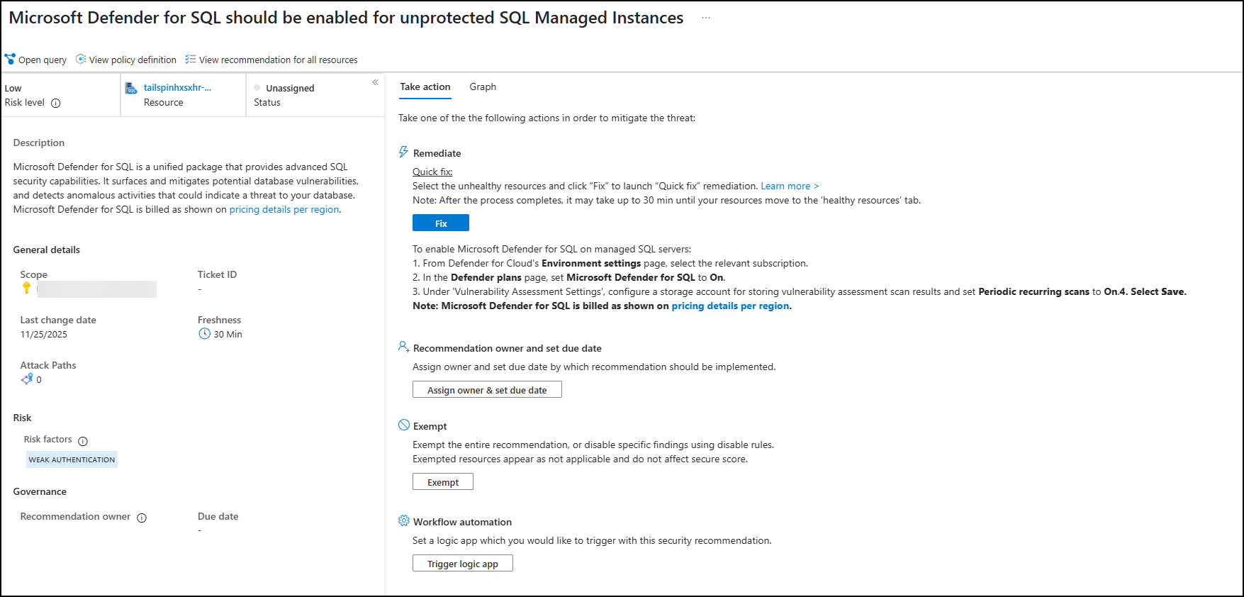 Unprotected SQL MI