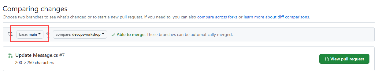 The base repository should be your fork.