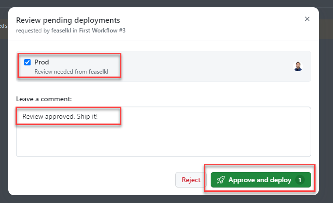 Approve a pending deployment