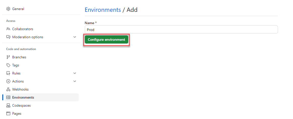 Configure environment