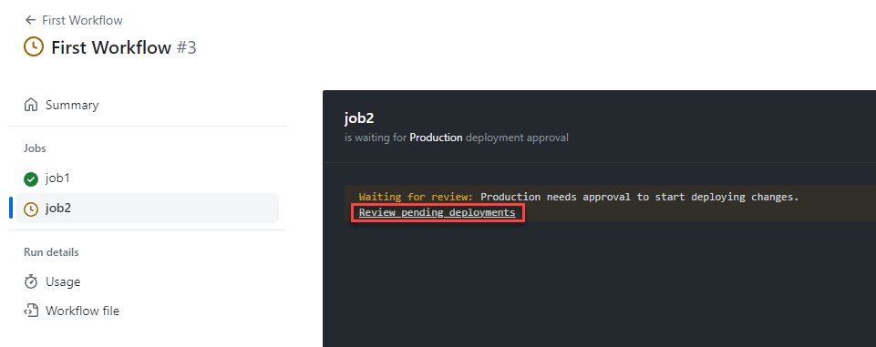 Review pending deployments