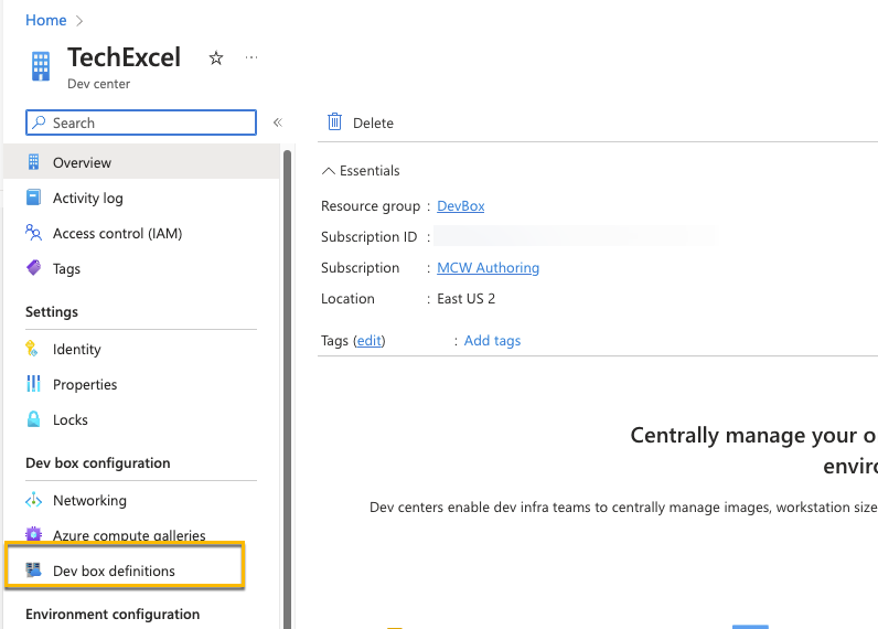 Dev box definitions