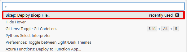 Deploy a Bicep file from Visual Studio Code.