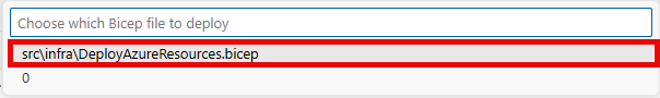 Select the DeployAzureResources Bicep script for deployment.