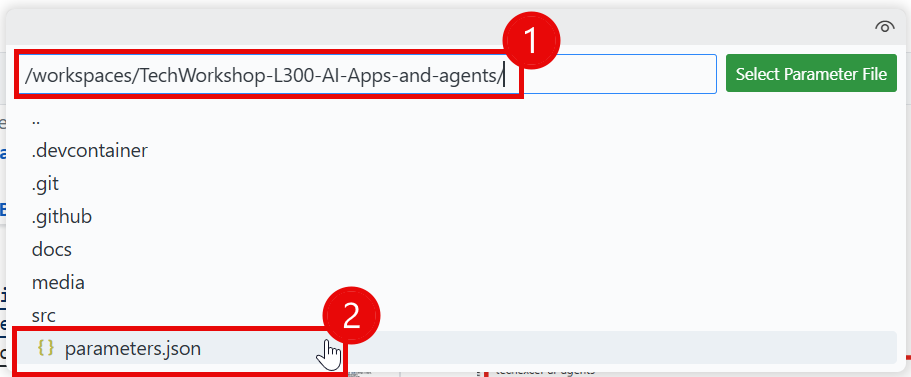 Select the parameter file that we generated earlier.