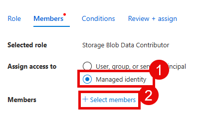 Add an existing Managed identity.