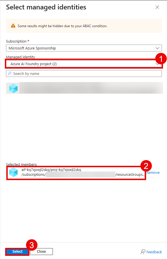 Select the Microsoft Foundry project managed identity.