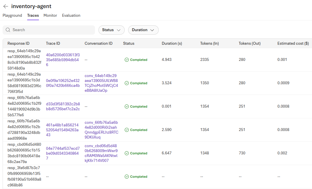 Trace details now include input and output information.