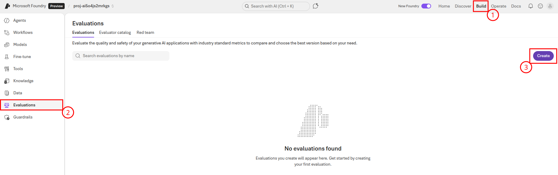 Create a new Microsoft Foundry agent evaluation.
