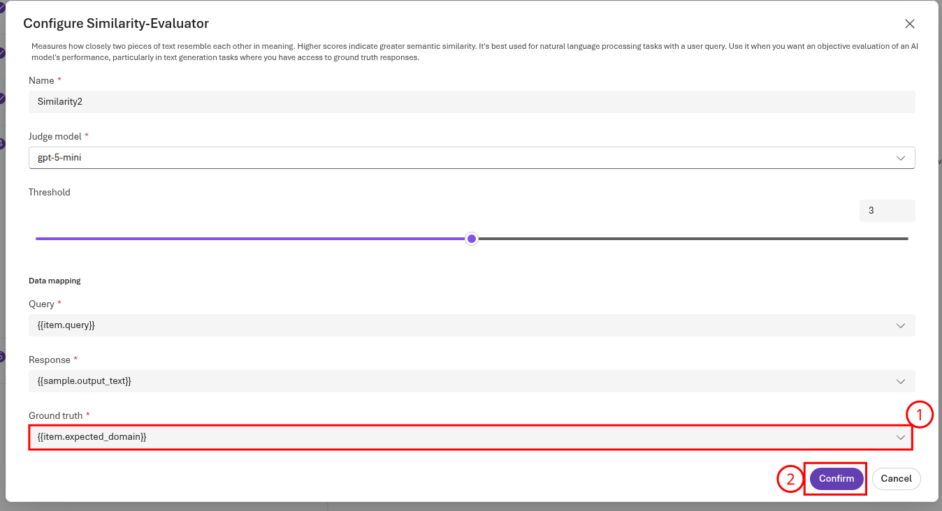 Ensure that the configuration for the similarity evaluator is correct.