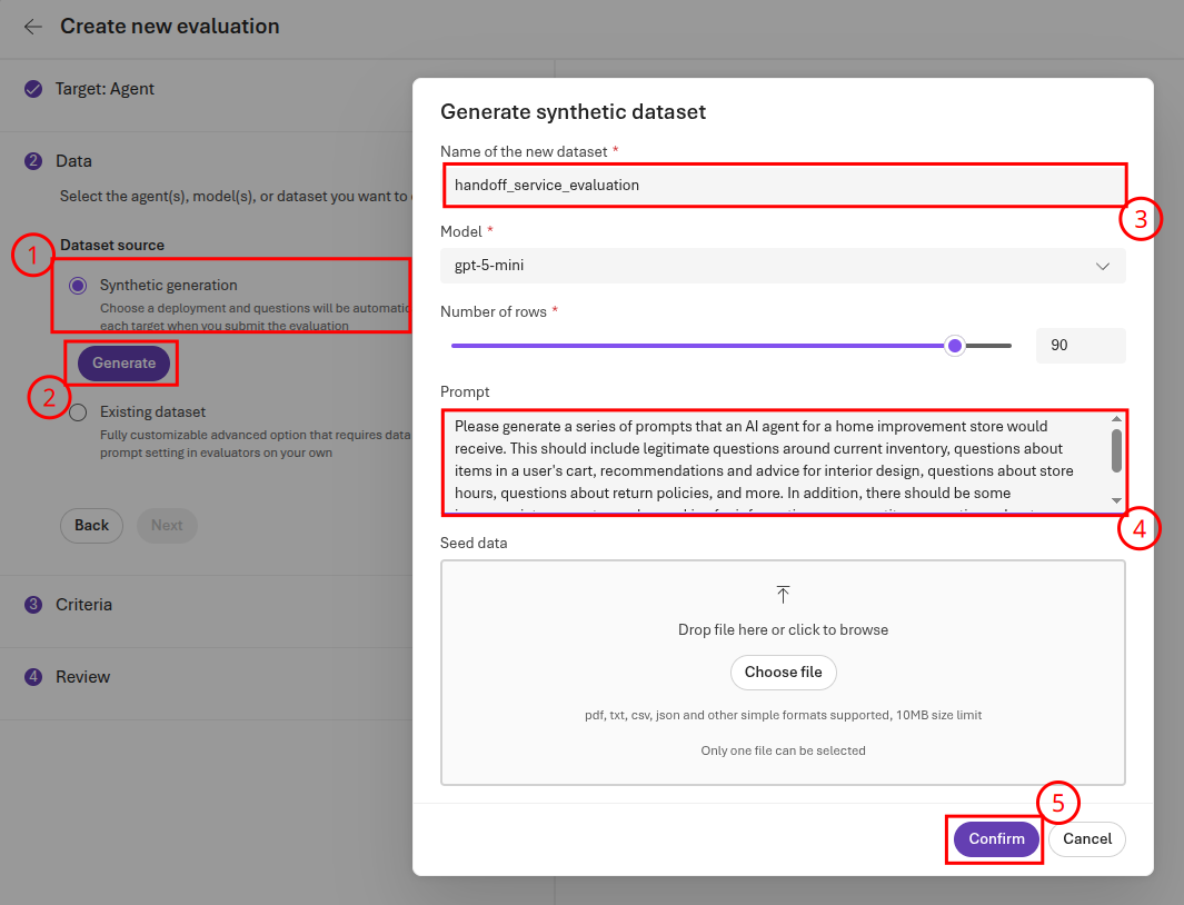 Generate sample data for the handoff service.