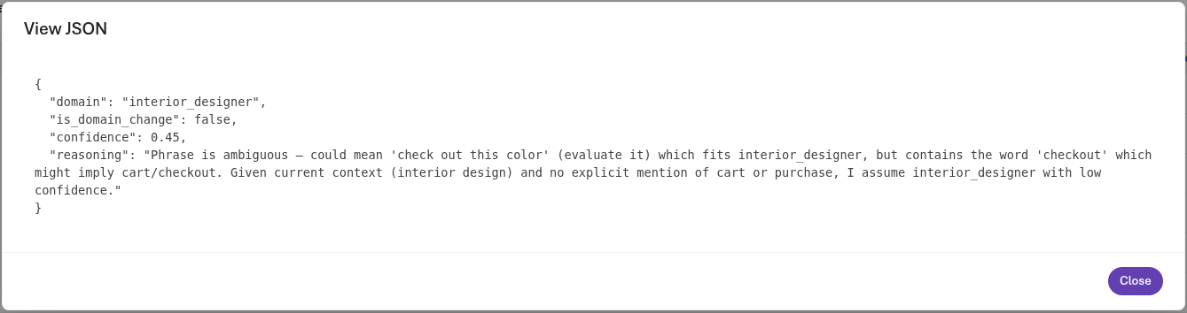 The handoff service responds to the sample query.