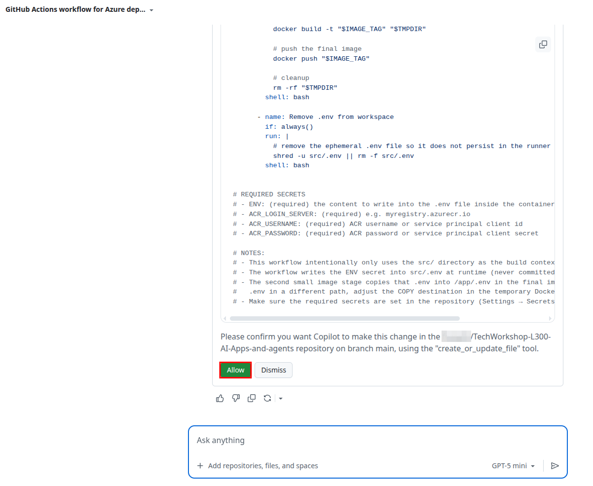 Allow GitHub Copilot to create a pull request and make code changes.