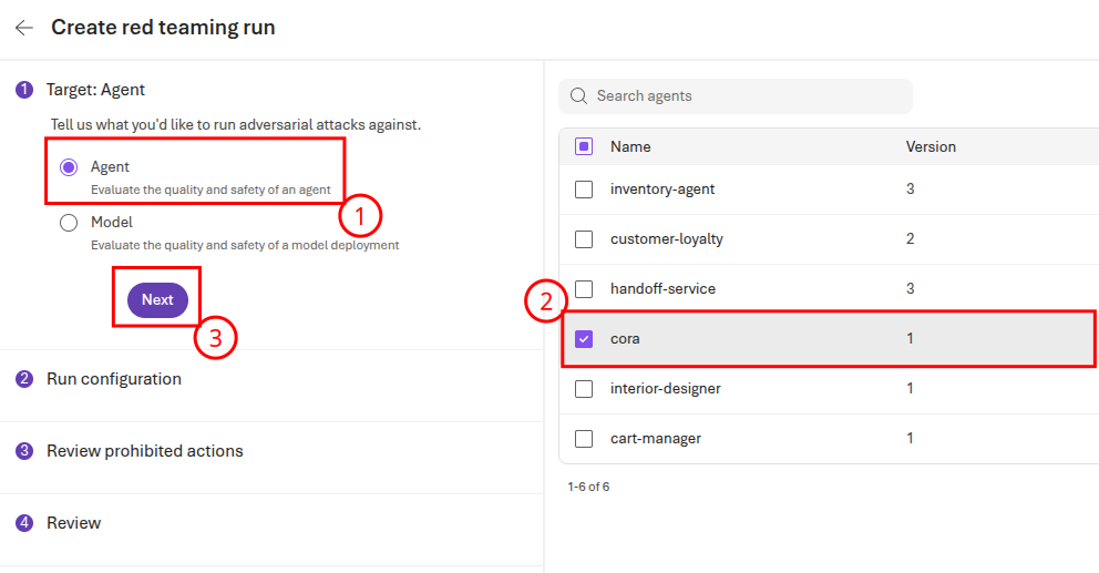 Choose the cora agent for evaluation.