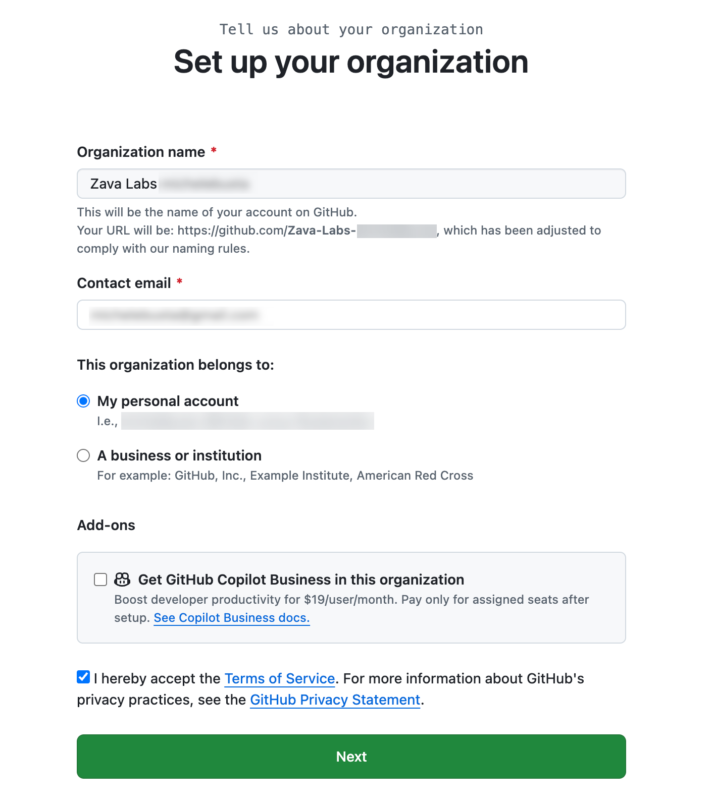 New organization details