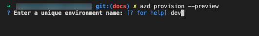 azd provision environment