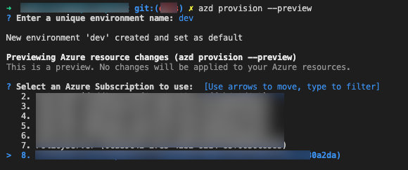 azd provision subscription