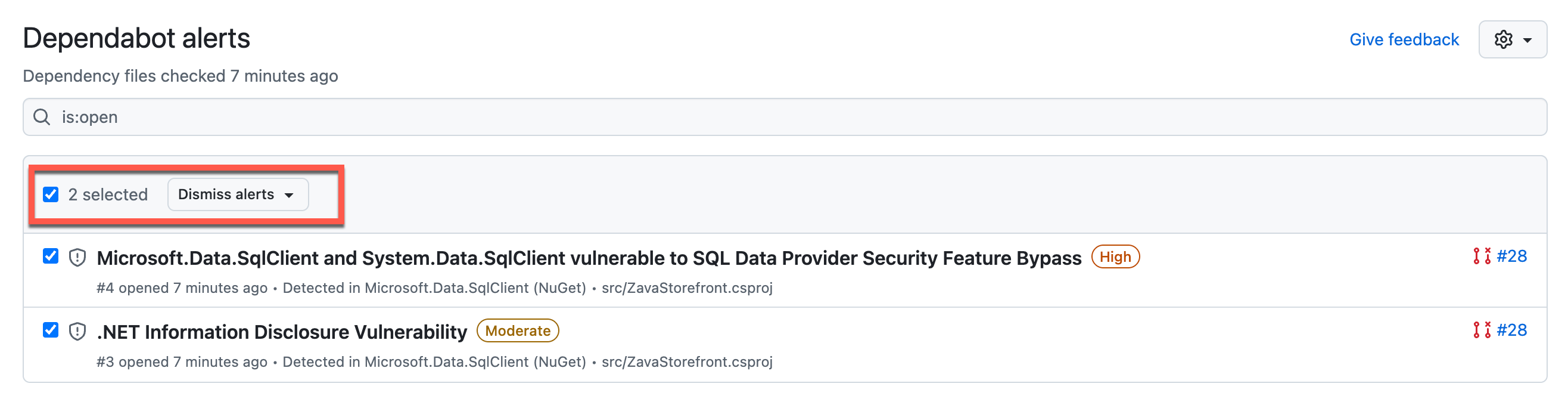 Dismissing Dependabot alerts
