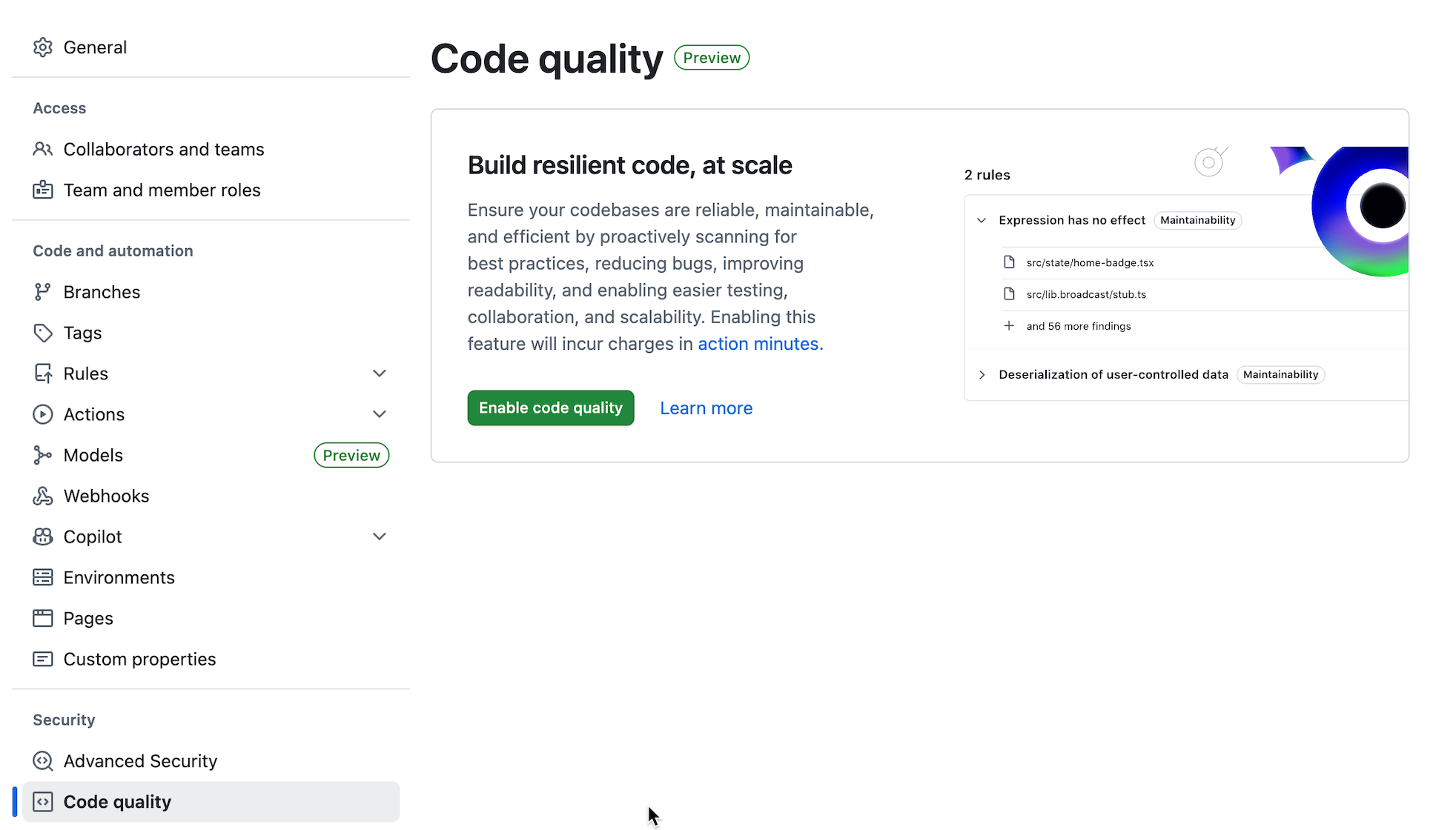 Enable Code Quality