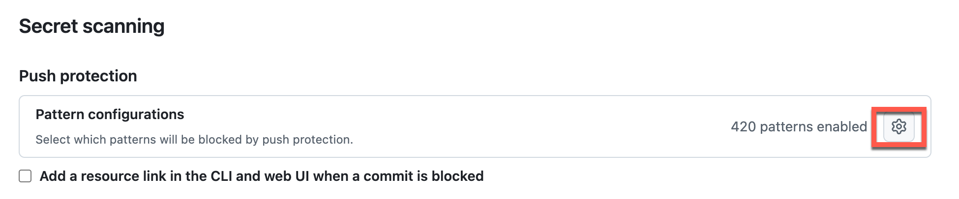 Global settings for secret scanning patterns