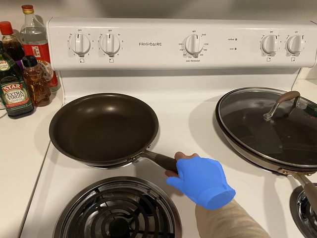 Lift the pan from the stove