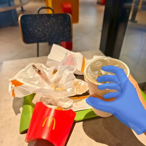 Place the beverage on the tray