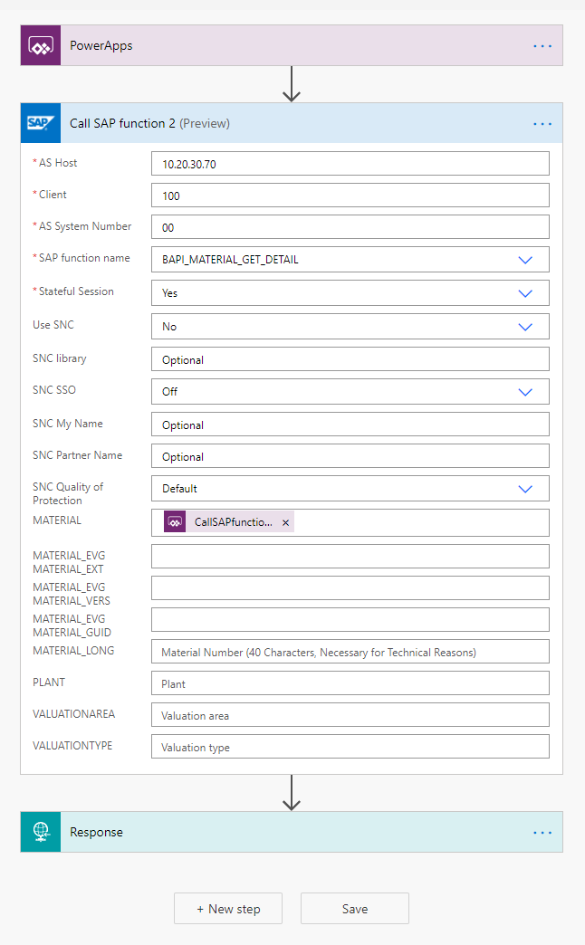 Flow for Material Information