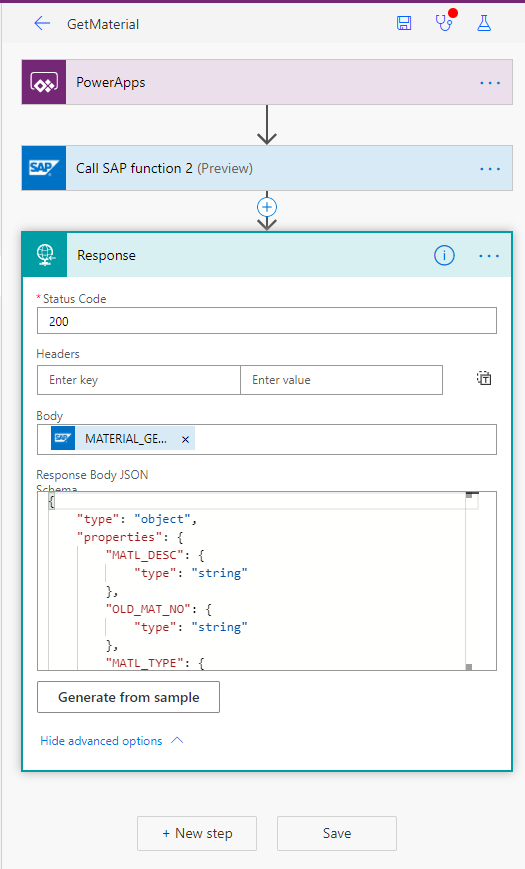 Flow for Material Information