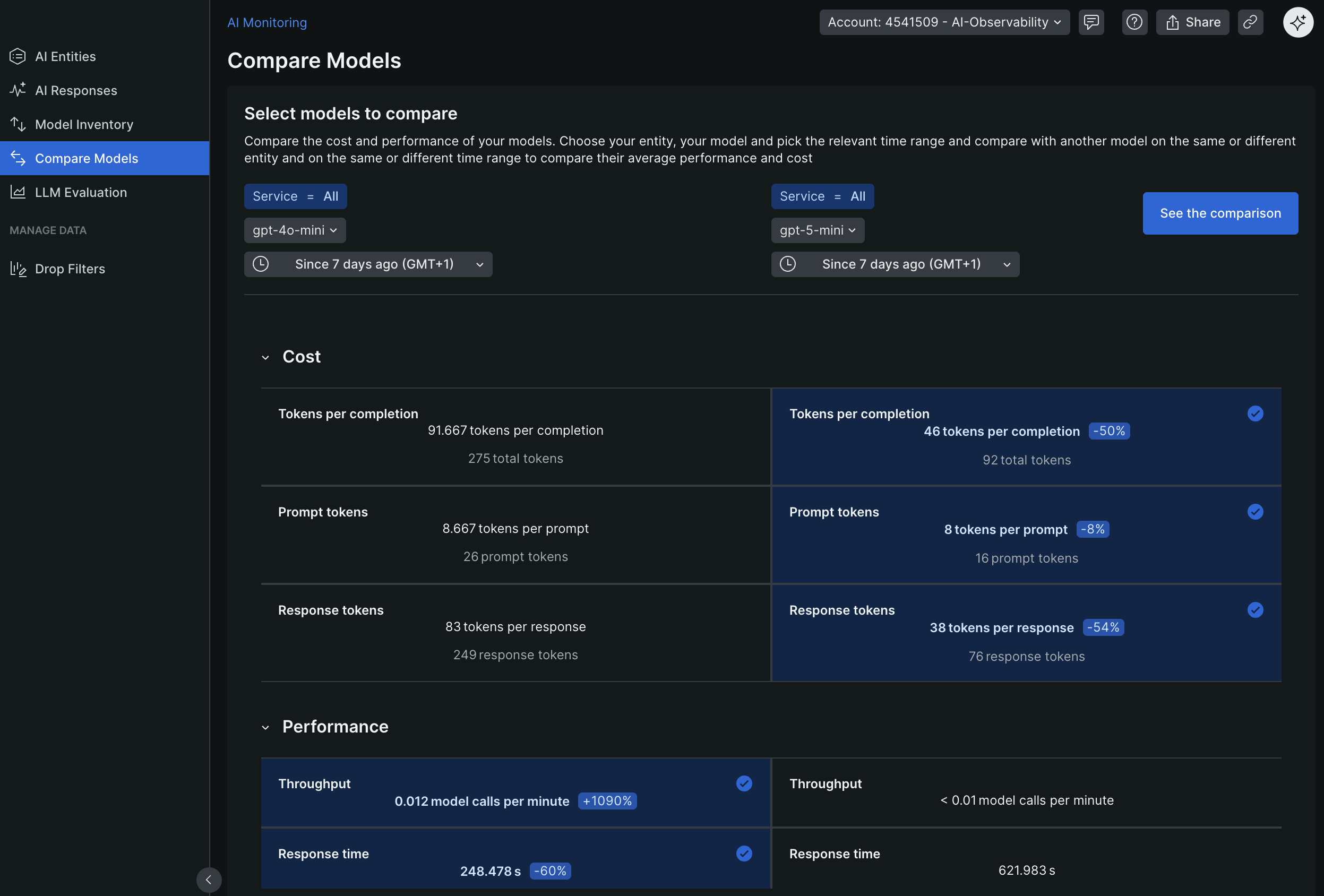 Model Comparison Screenshot