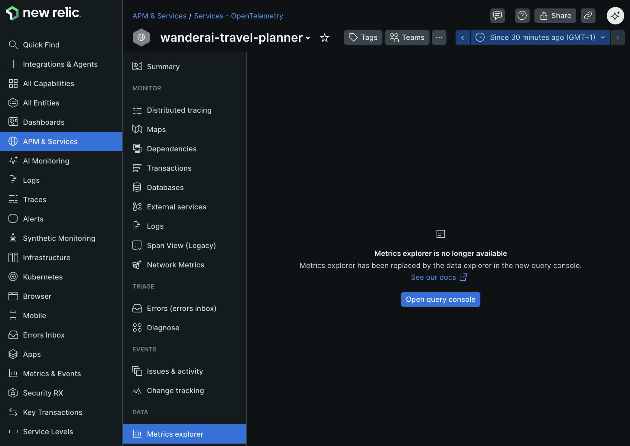 WanderAI OTel metrics