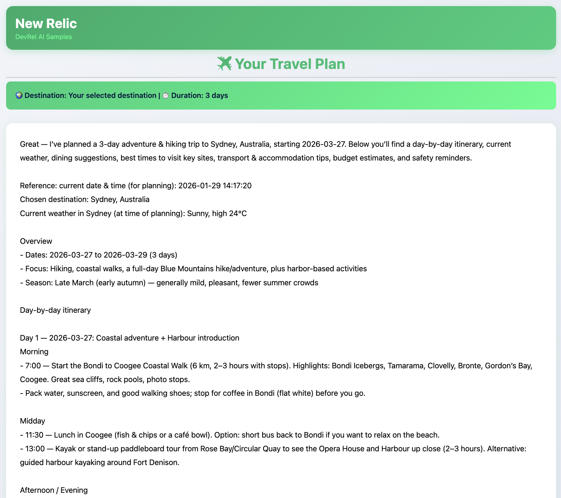 WanderAI MVP Travel Plan Result